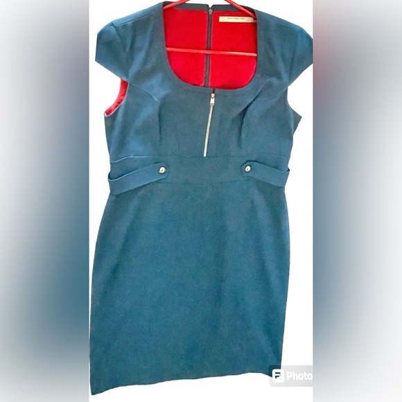 Andrew Marc Marc New York Dress Gorgeous Teal Slimming Cut Sz 10 Excellent Cond - Picture 5 of 11